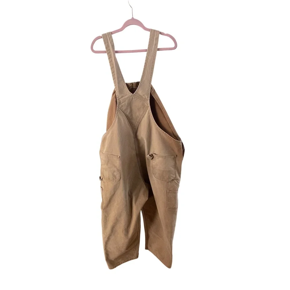 Vintage Carhartt‎ Men's Tan Canvas Bib Overalls Workwear Size 52 x28 dstressed
